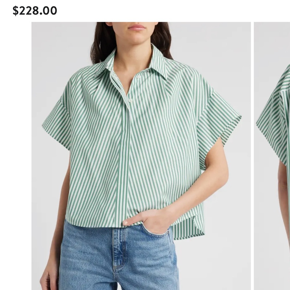 rag & bone Green Striped Blouse